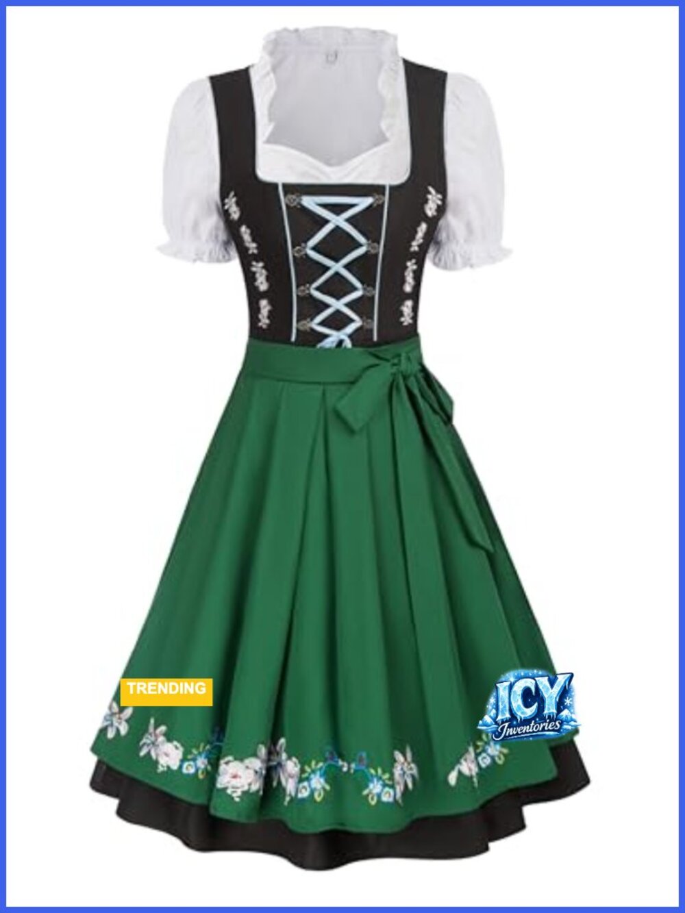 Women's German Dirndl Dress 3 Piece Oktoberfest Costume Classic Vintage Style